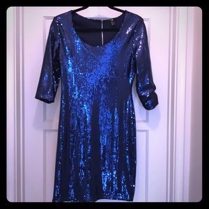 Sequined Blue Mini Dress